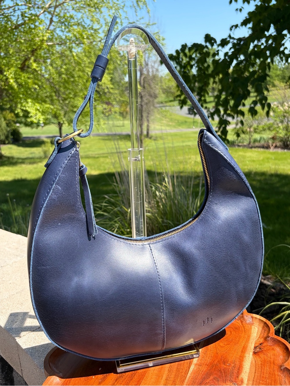 Portland Leather Nora Large Shoulder Bag Cowboy Blue Leather